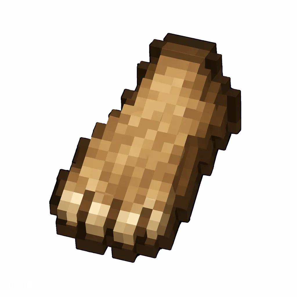 Pixel art illustration of a small tan-brown furry rabbit foot charm