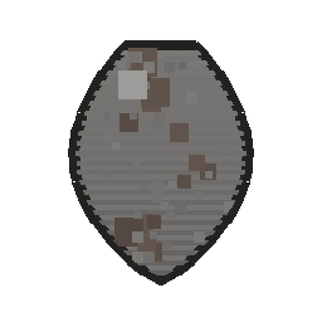 Pixel art illustration of a Ravager Spawn Egg with a two-tone speckled shell