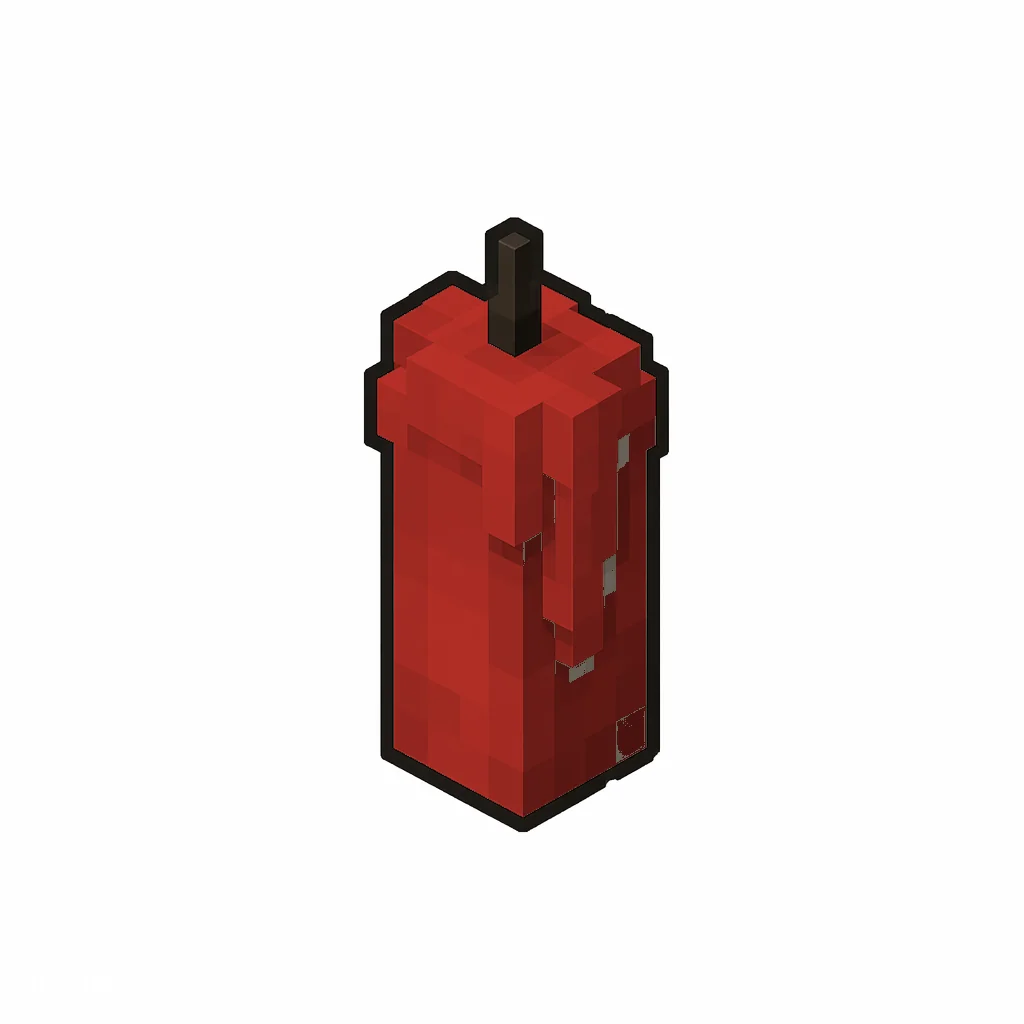 Pixel art illustration of an unlit red candle with soft wax drips and a dark wick
