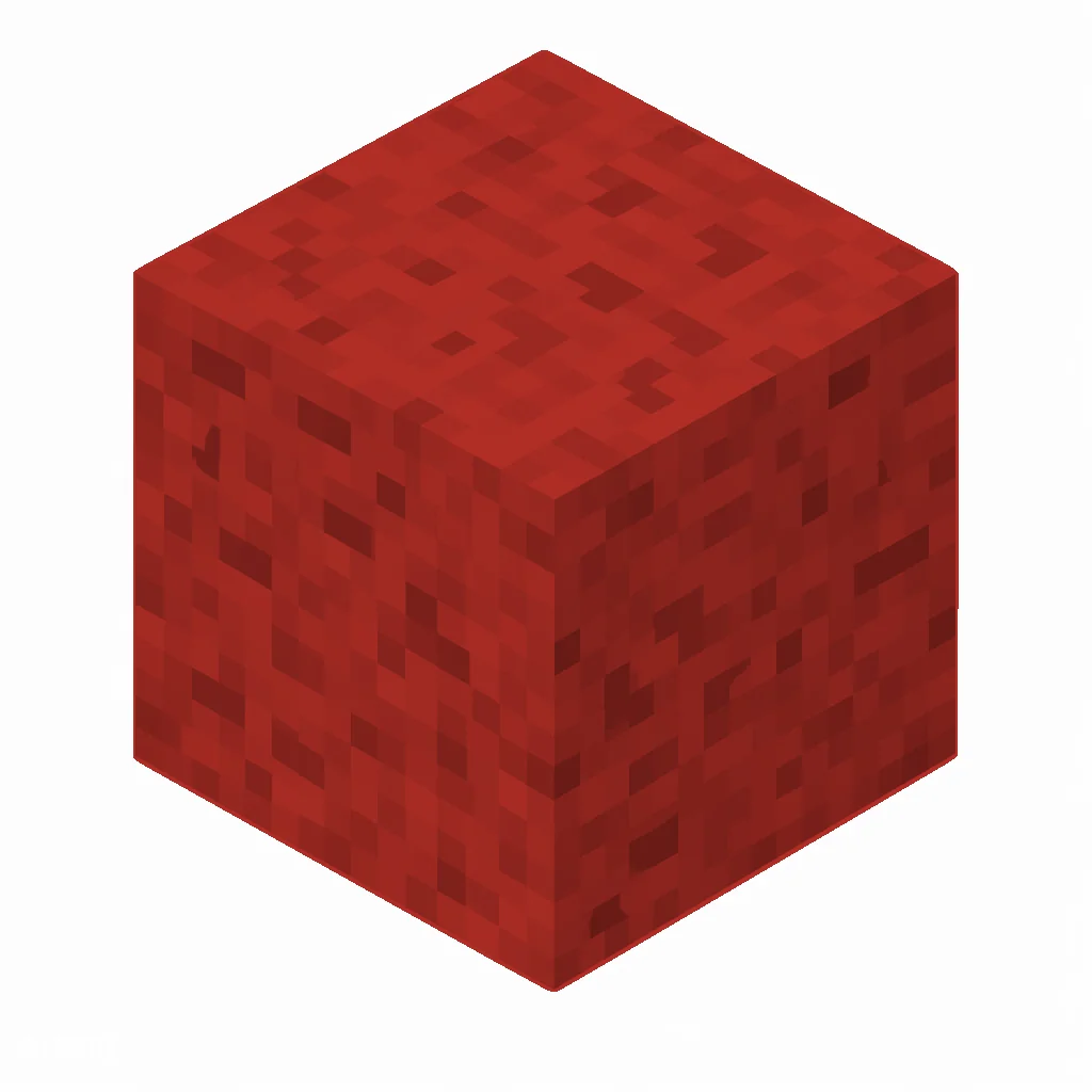 Pixel art illustration of a red concrete powder block with a grainy powder texture