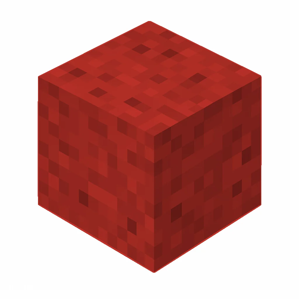 Pixel art illustration of a red concrete block with a fine speckled red cement texture