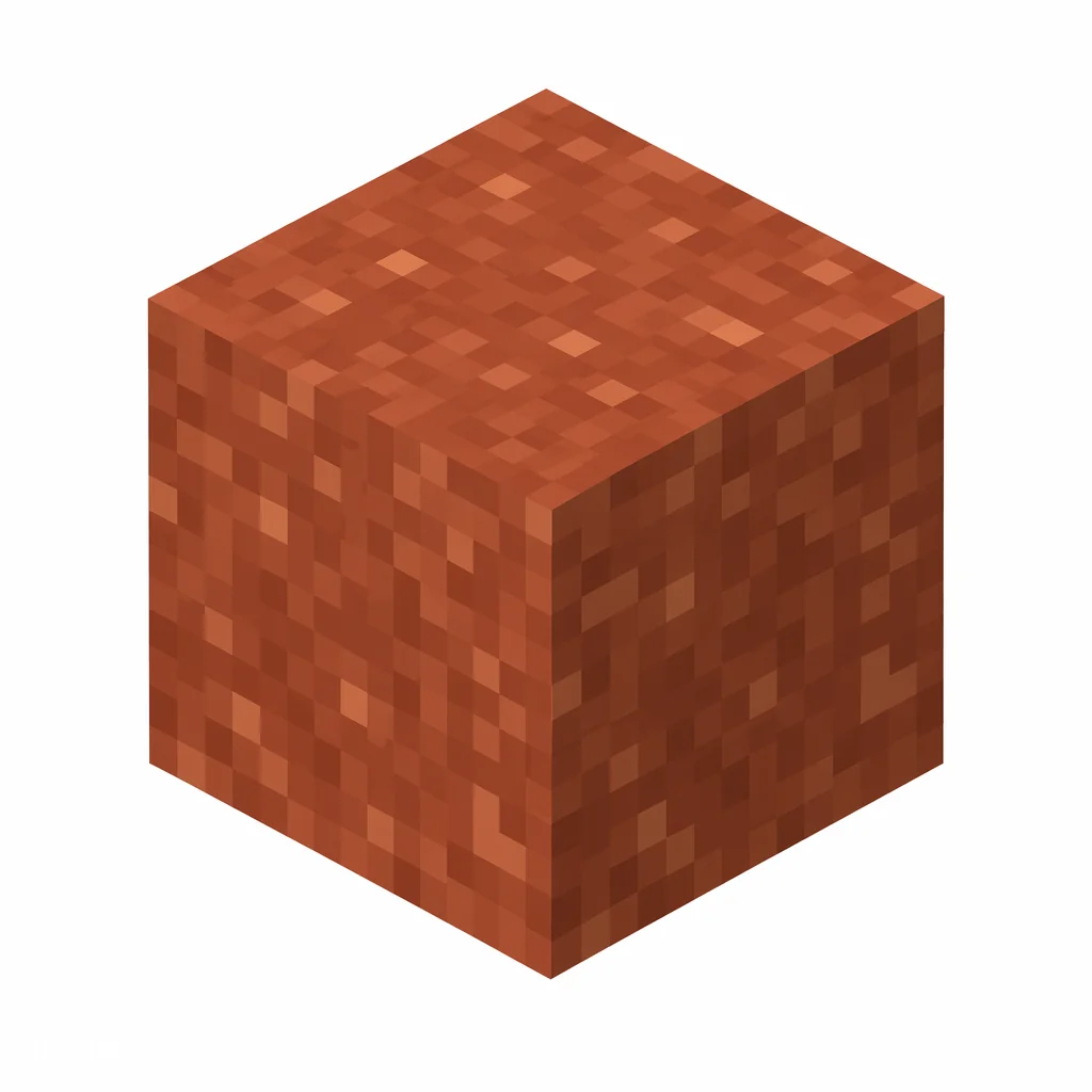 Pixel art illustration of a reddish-brown red sand block