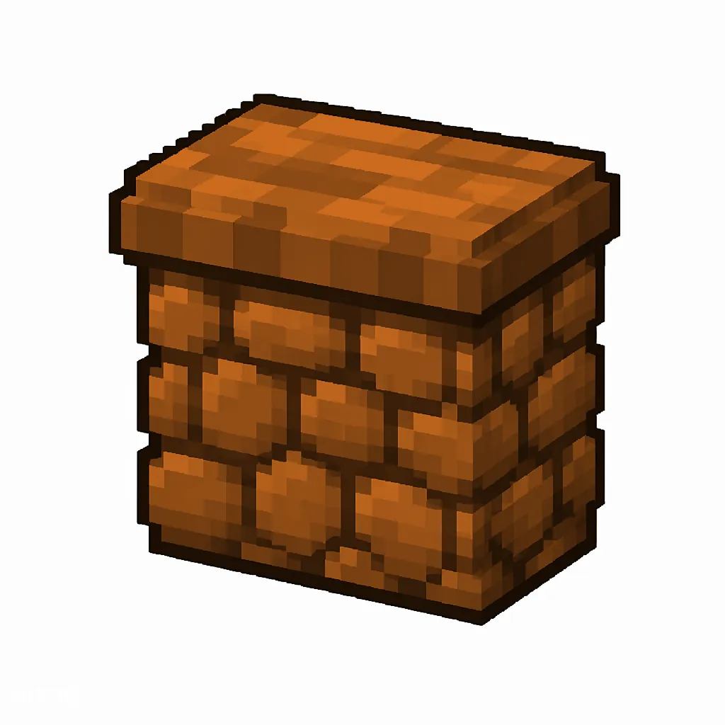 Pixel art illustration of a red sandstone wall, a short sturdy wall pillar