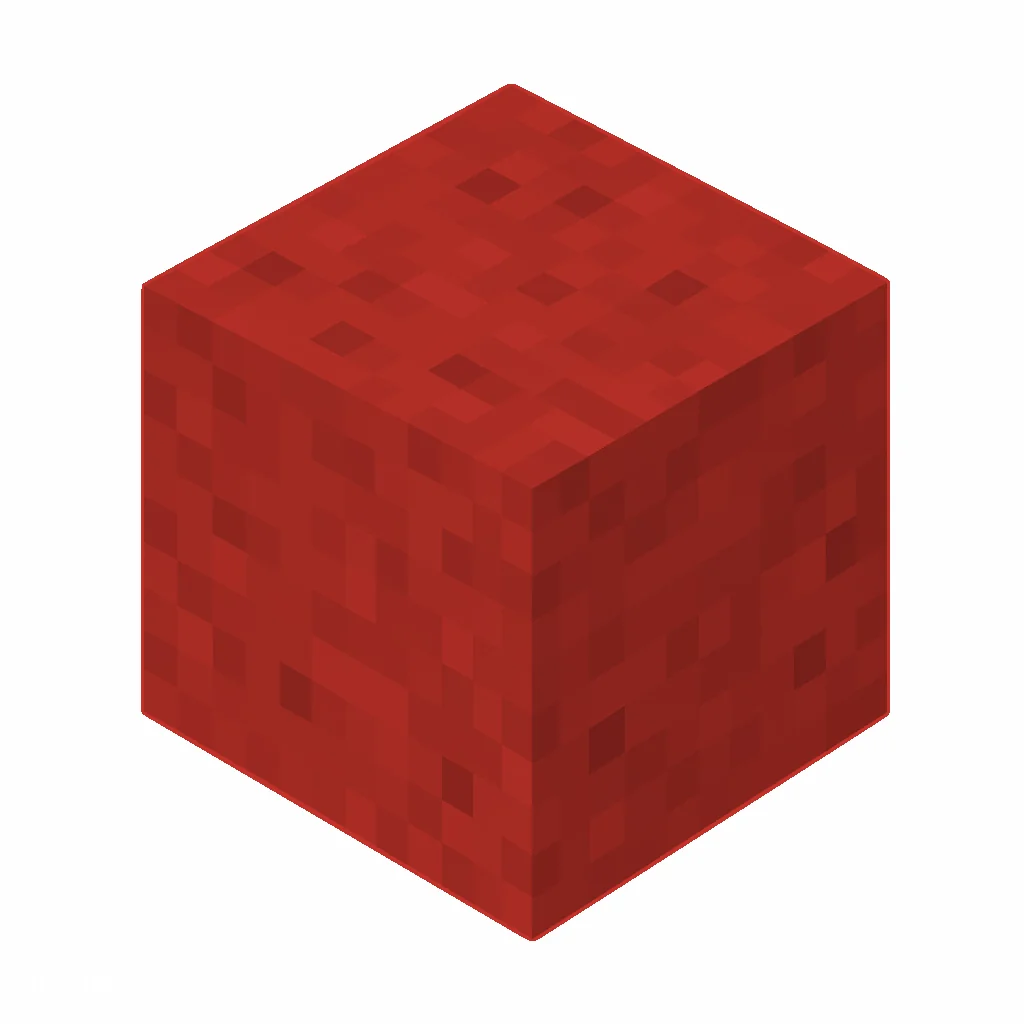 Pixel art illustration of a red terracotta block with a smooth matte red clay texture