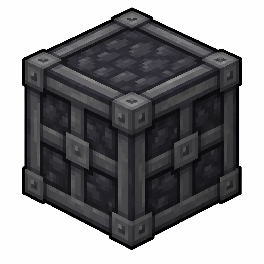 Pixel art illustration of a reinforced deepslate in chunky voxel game style
