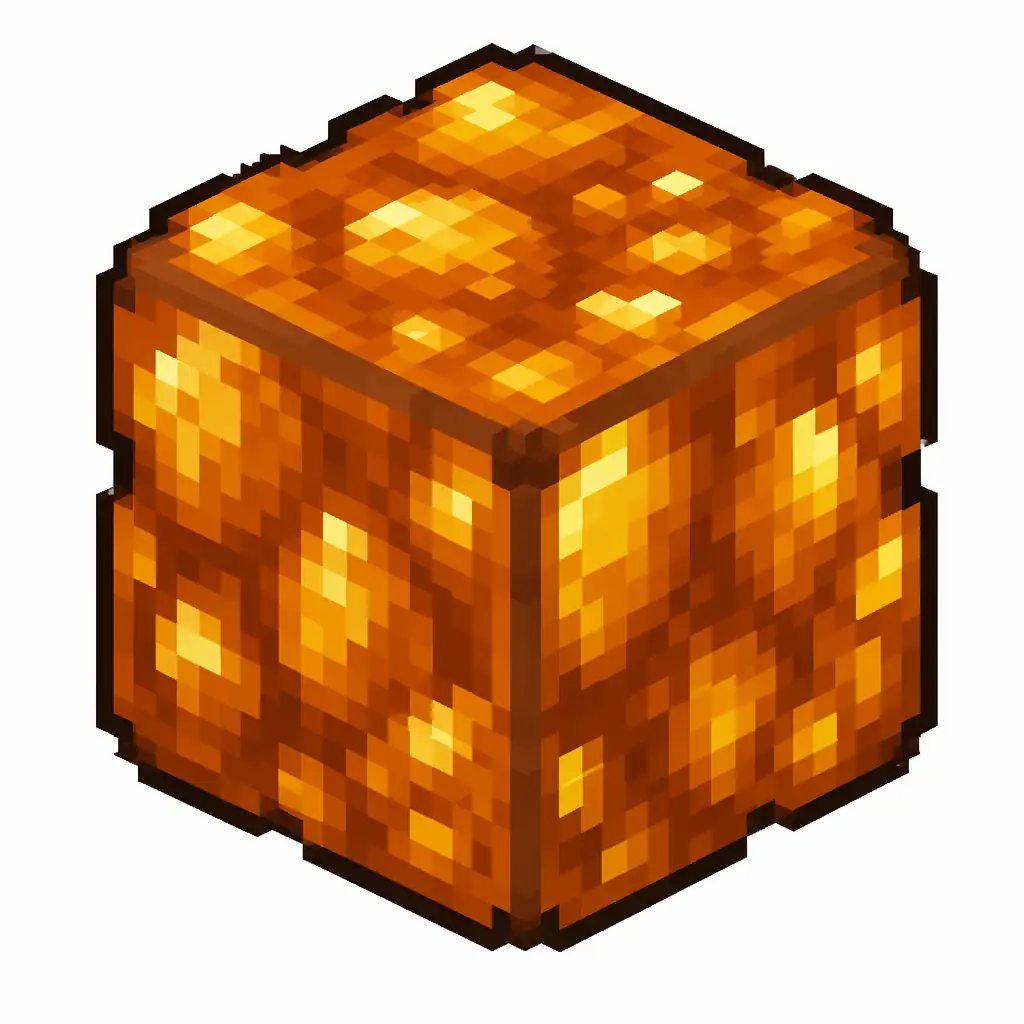 Pixel art illustration of a block of resin in chunky voxel game style