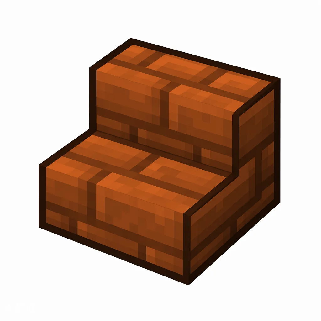 Pixel art illustration of a resin brick stairs, an L-shaped staircase block