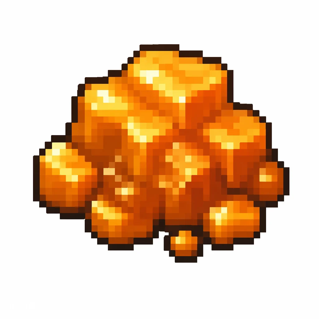Pixel art illustration of a resin clump in chunky voxel game style