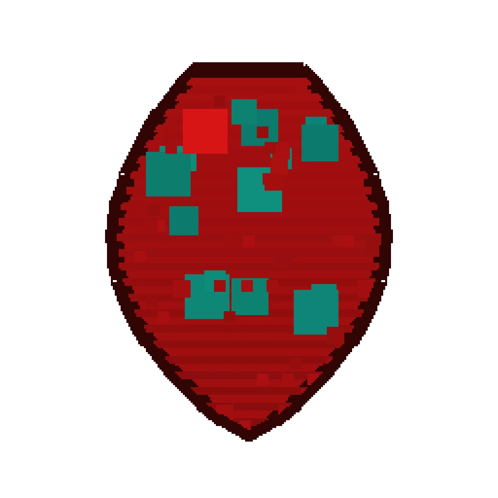 Pixel art illustration of a Salmon Spawn Egg with a two-tone speckled shell