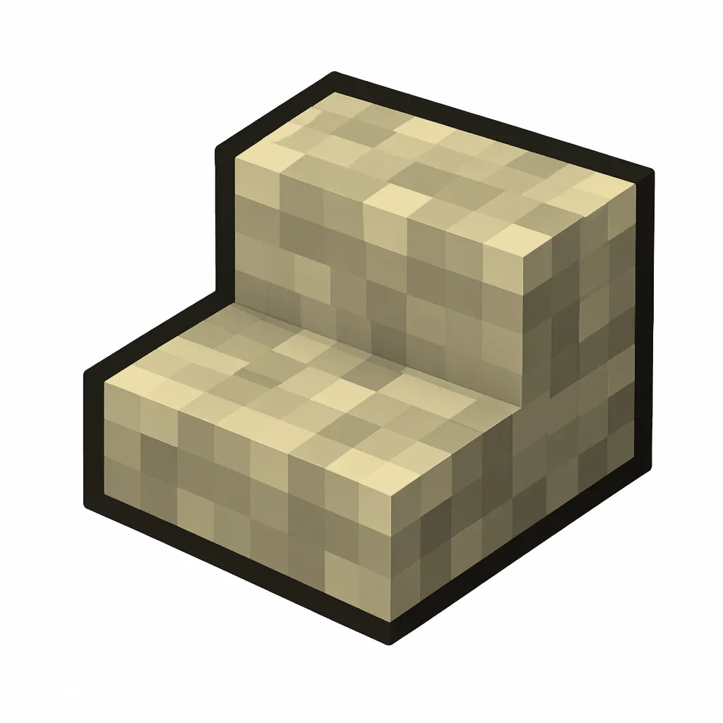 Pixel art illustration of a sandstone stairs, an L-shaped staircase block