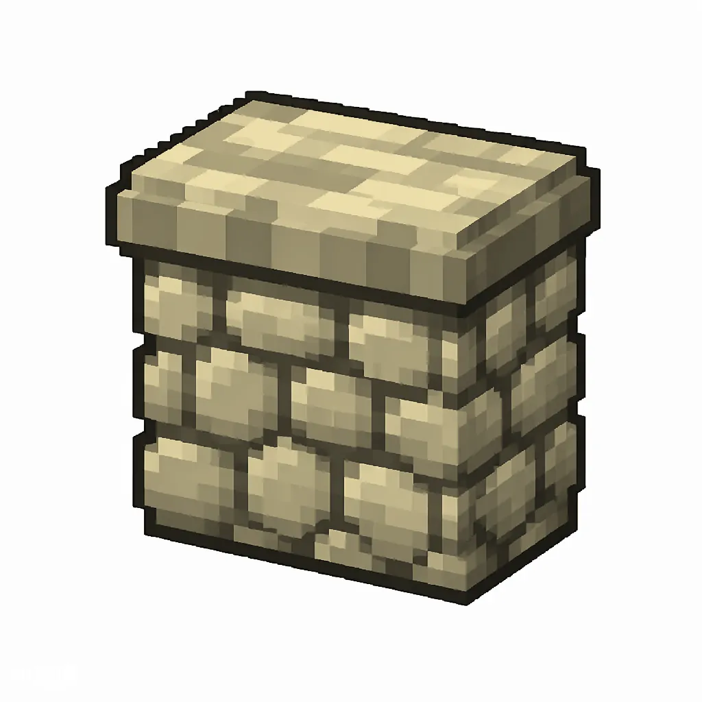 Pixel art illustration of a sandstone wall, a short sturdy wall pillar