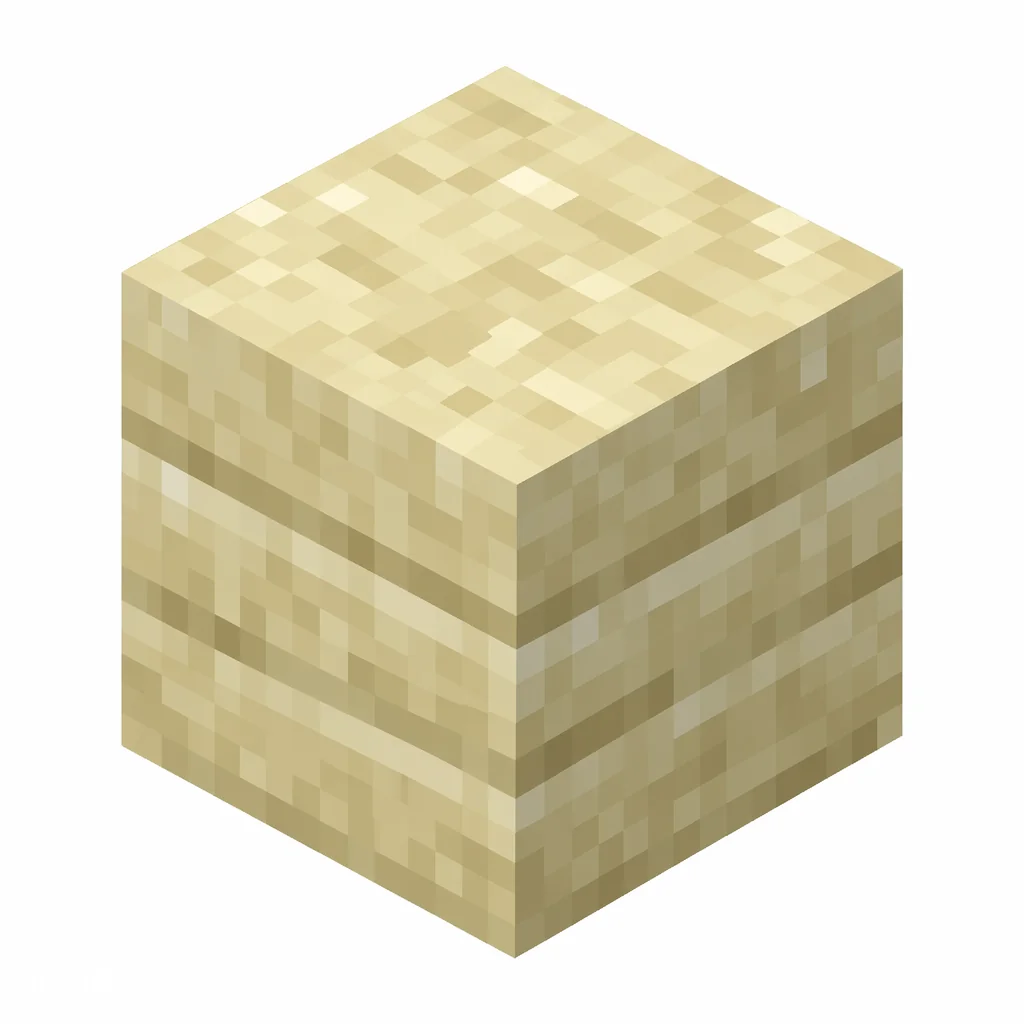 Pixel art illustration of a pale sandy beige sandstone block with a horizontal band