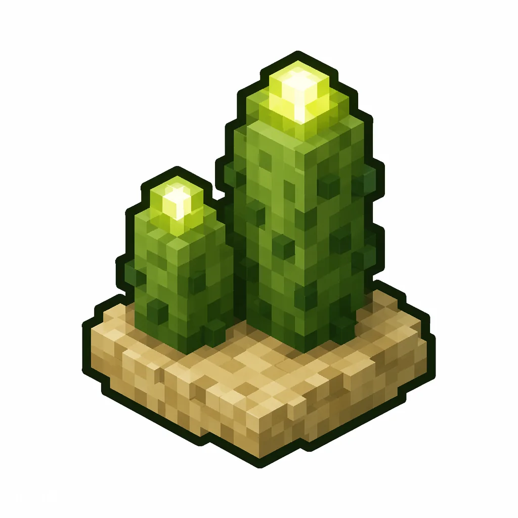 Pixel art illustration of a sea pickle in chunky voxel game style