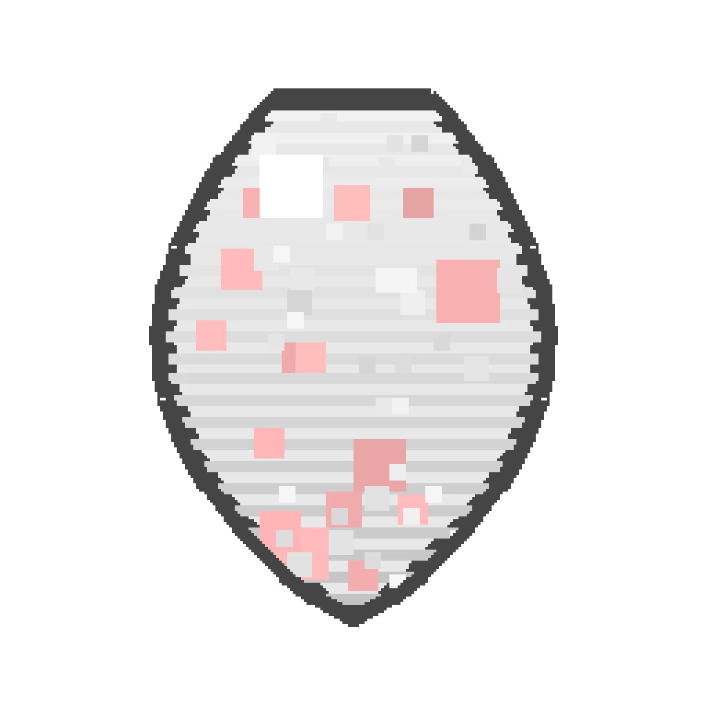 Pixel art illustration of a Sheep Spawn Egg with a two-tone speckled shell