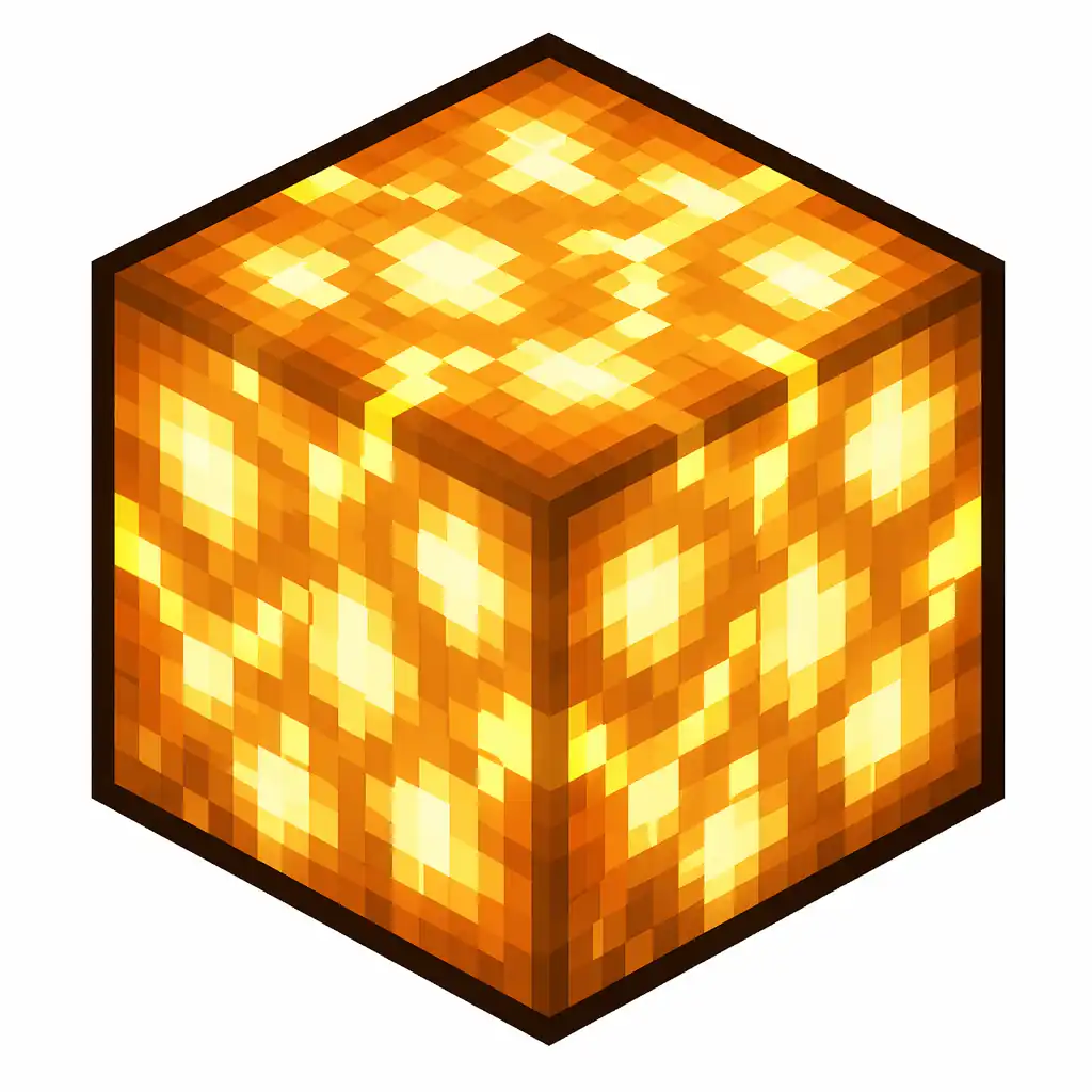 Pixel art illustration of a shroomlight in chunky voxel game style