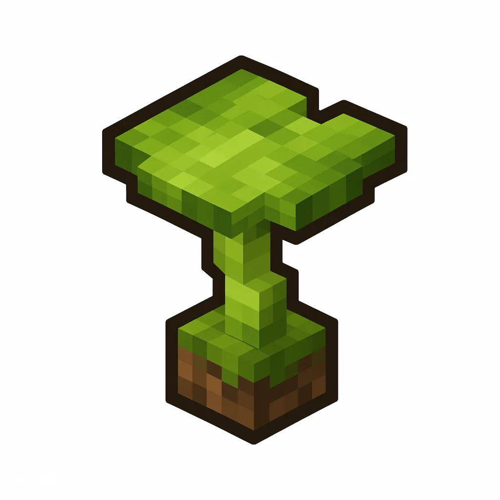 Pixel art illustration of a small dripleaf in chunky voxel game style