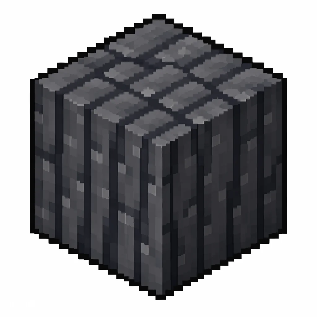 Pixel art illustration of a smooth basalt in chunky voxel game style