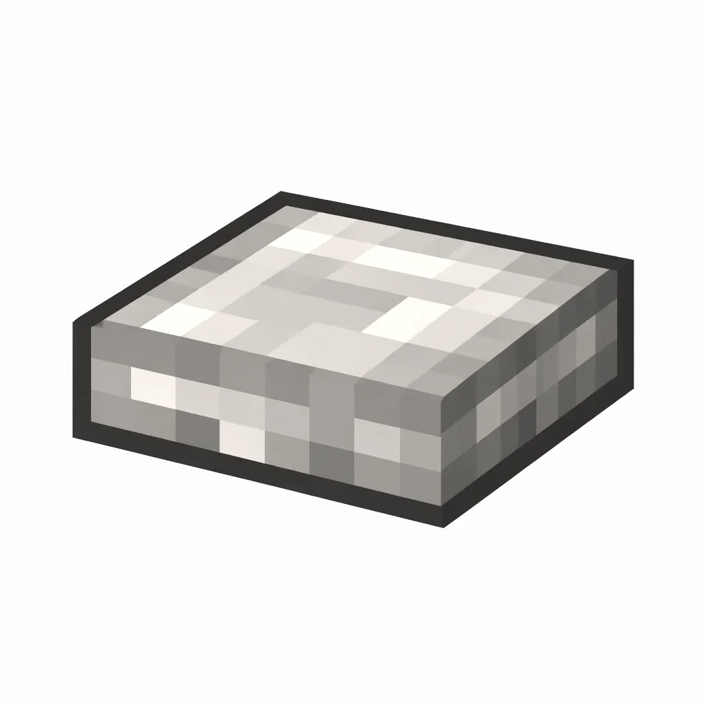Pixel art illustration of a smooth quartz slab, a half-height flat block