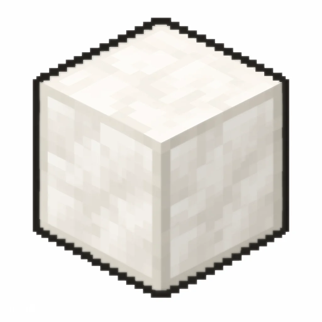 Pixel art illustration of a smooth quartz block in chunky voxel game style