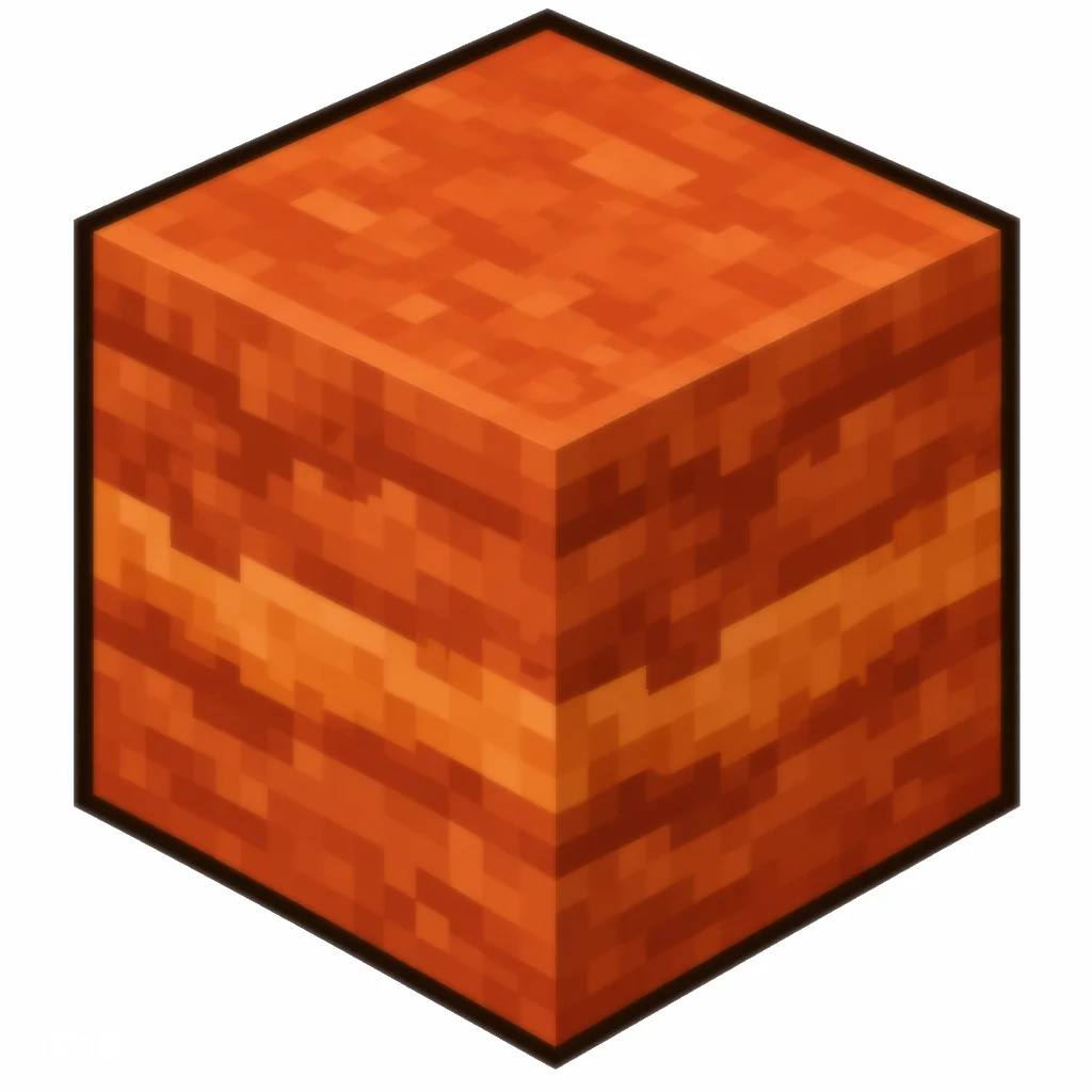 Pixel art illustration of a smooth red sandstone in chunky voxel game style