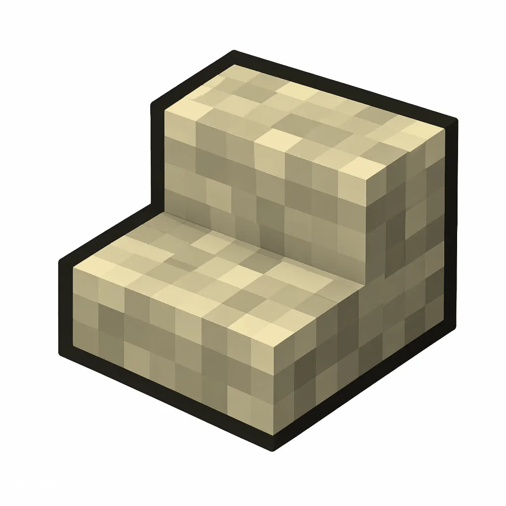 Pixel art illustration of a smooth sandstone stairs, an L-shaped staircase block