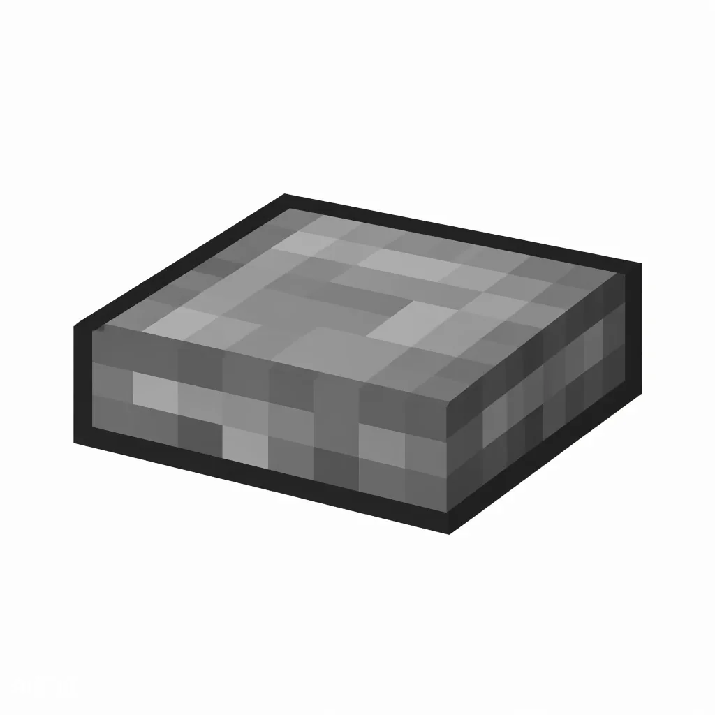 Pixel art illustration of a smooth stone slab, a half-height flat block