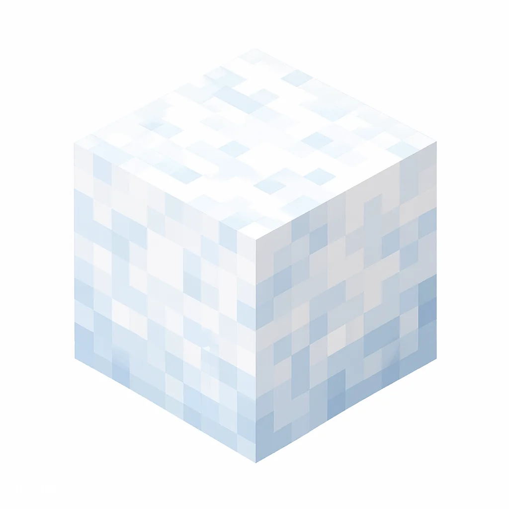 Pixel art illustration of a clean white snow block