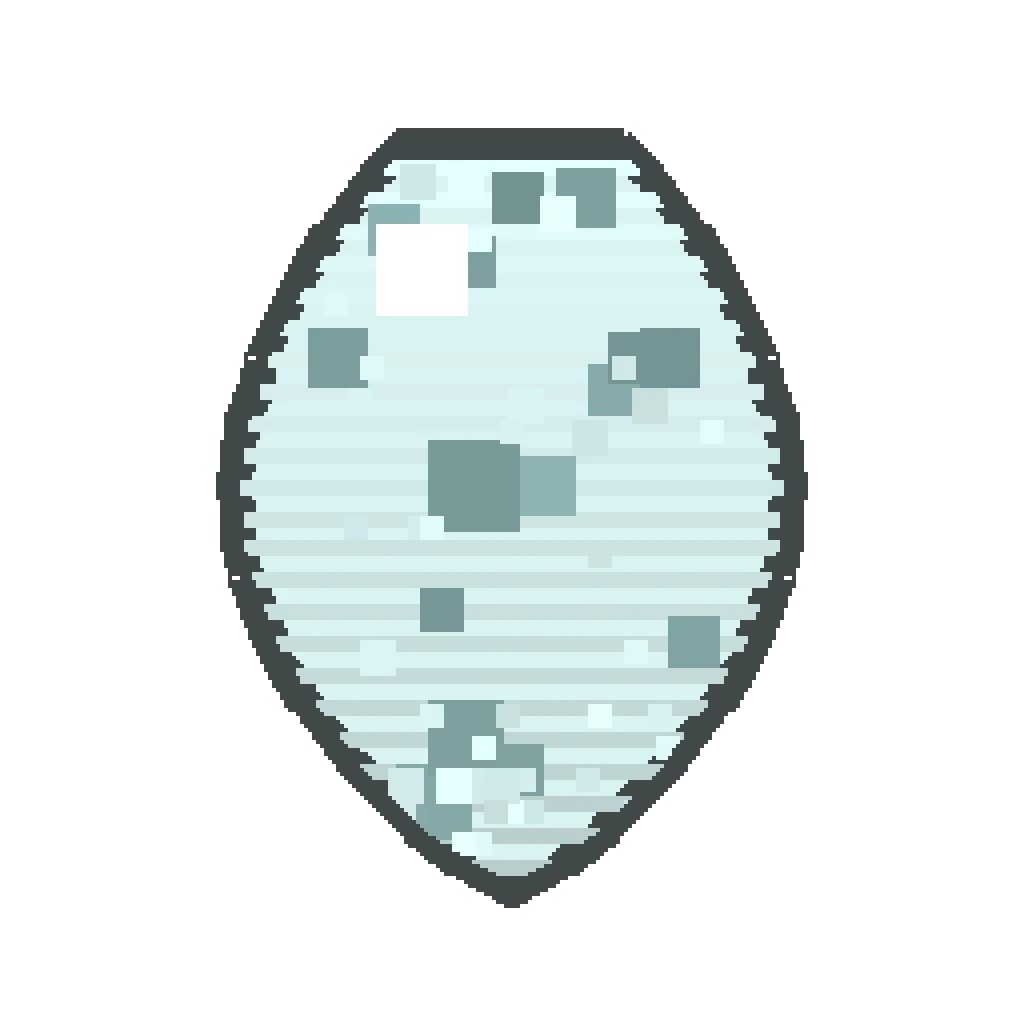 Pixel art illustration of a Snow Golem Spawn Egg with a two-tone speckled shell