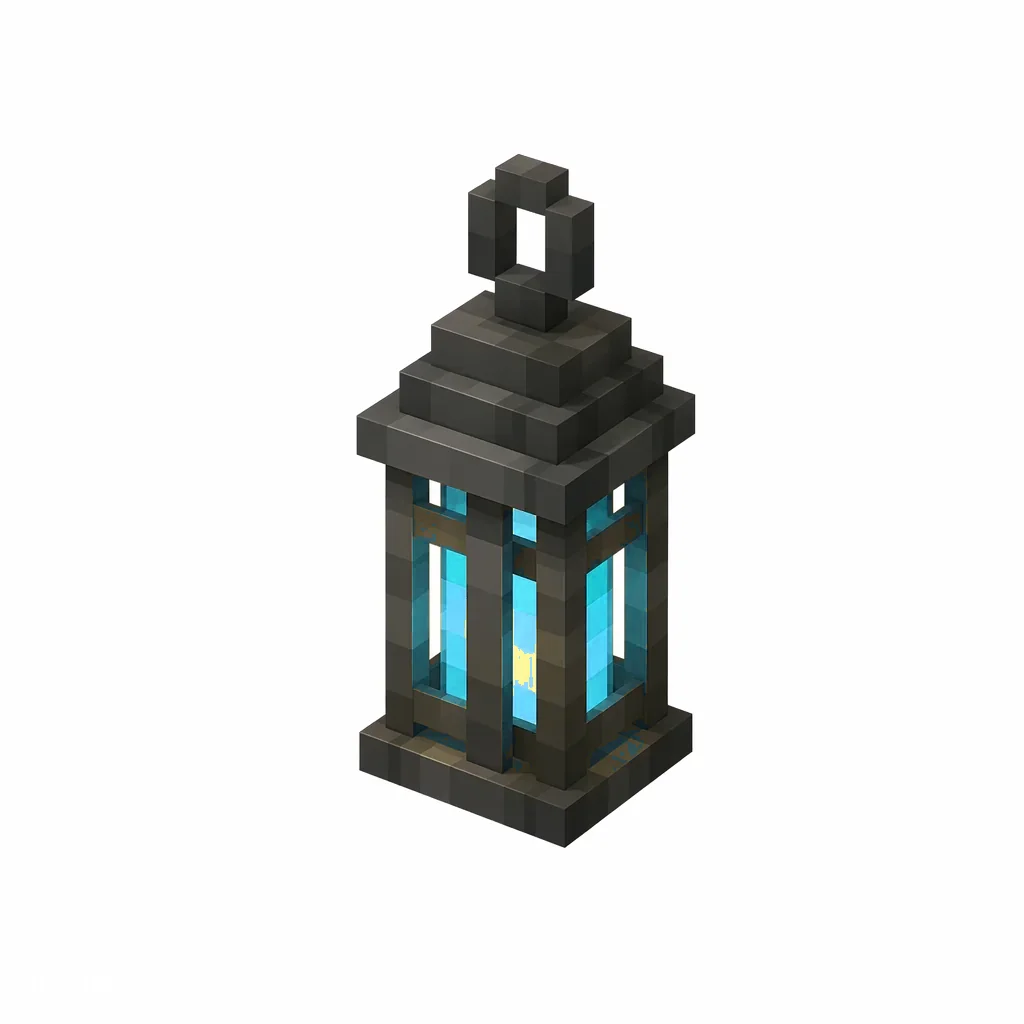 Pixel art illustration of a soul lantern glowing with teal soul fire