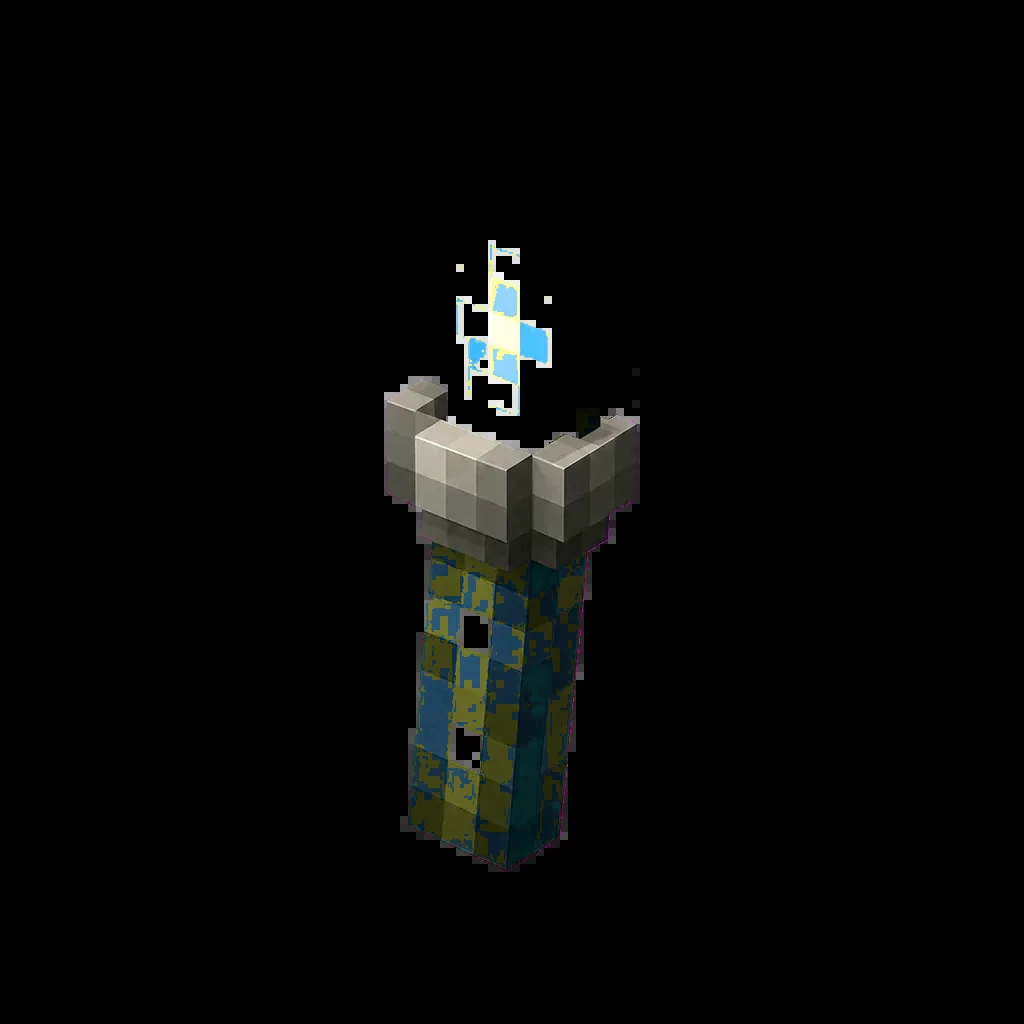 Pixel art illustration of a soul torch with a teal soul flame
