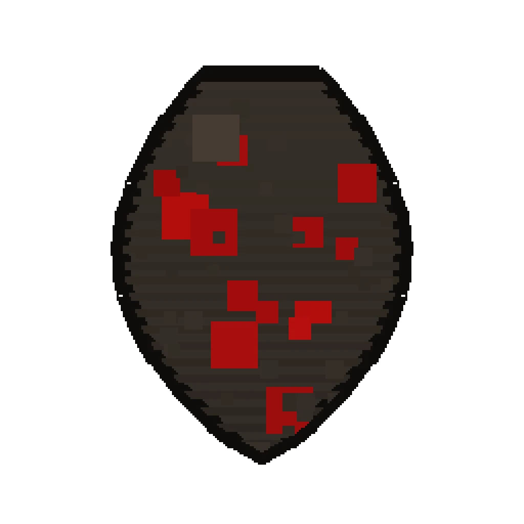 Pixel art illustration of a Spider Spawn Egg with a two-tone speckled shell