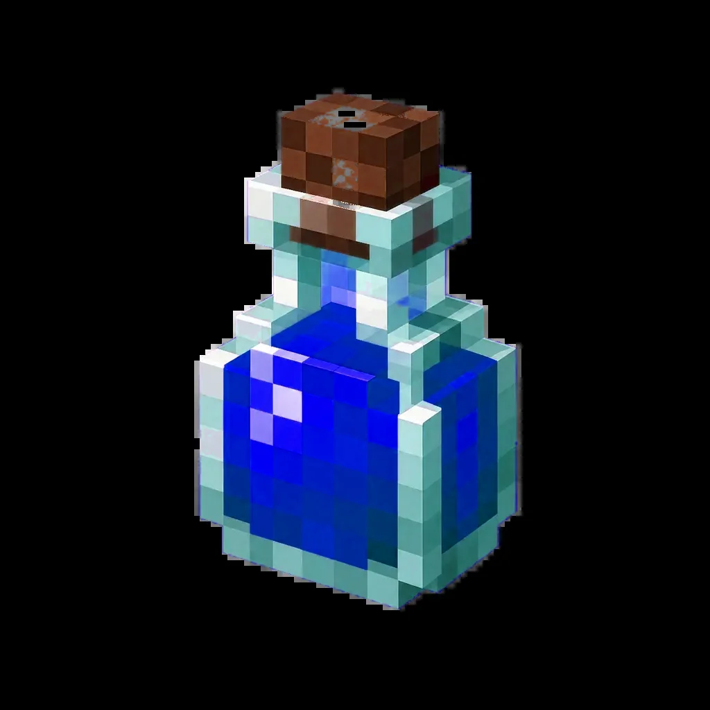 Pixel art illustration of a splash potion in chunky voxel game style