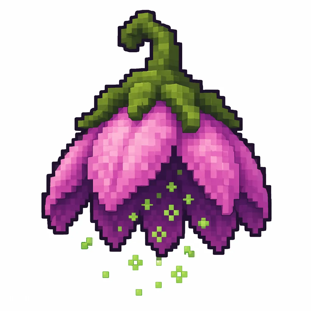 Pixel art illustration of a spore blossom in chunky voxel game style