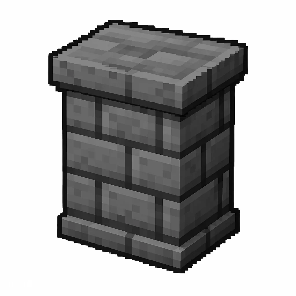 Pixel art illustration of a stone brick wall, a short sturdy wall pillar