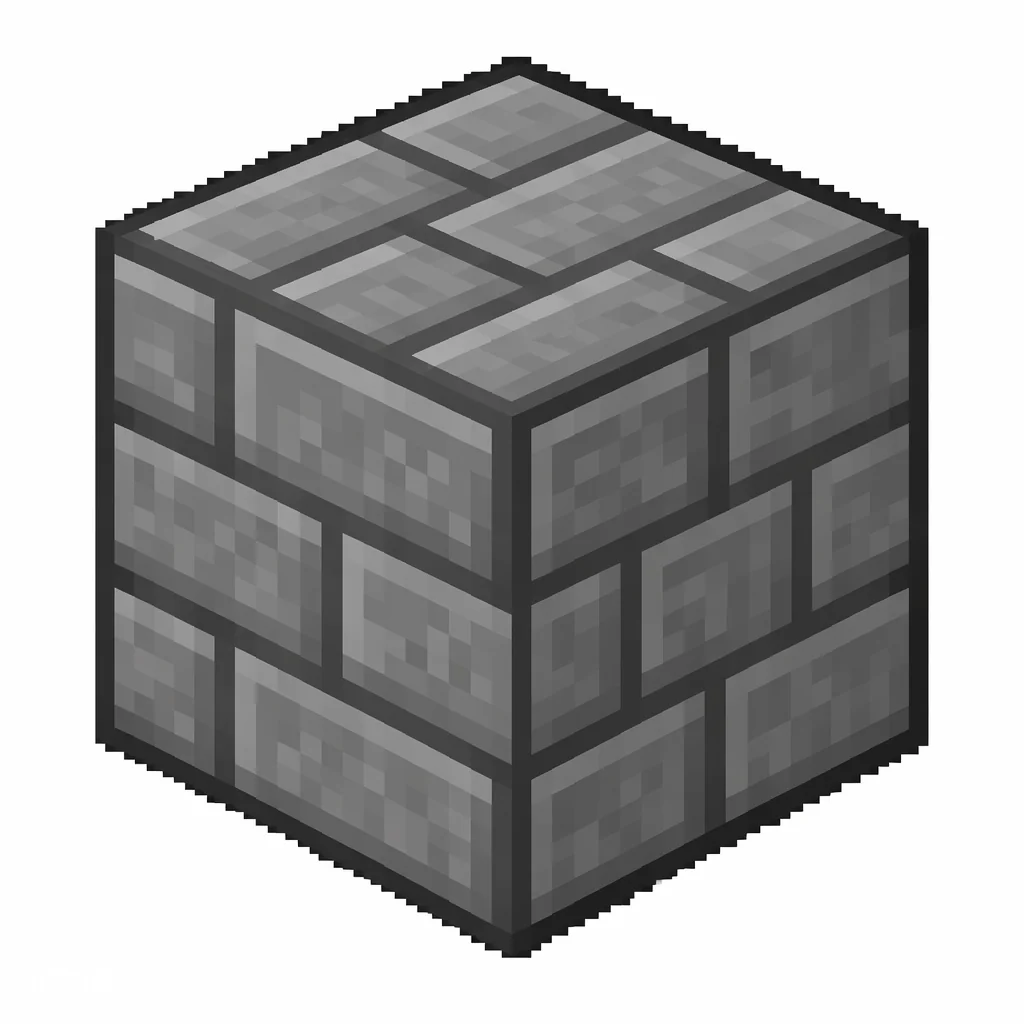 Pixel art illustration of stone bricks, a brick cube block