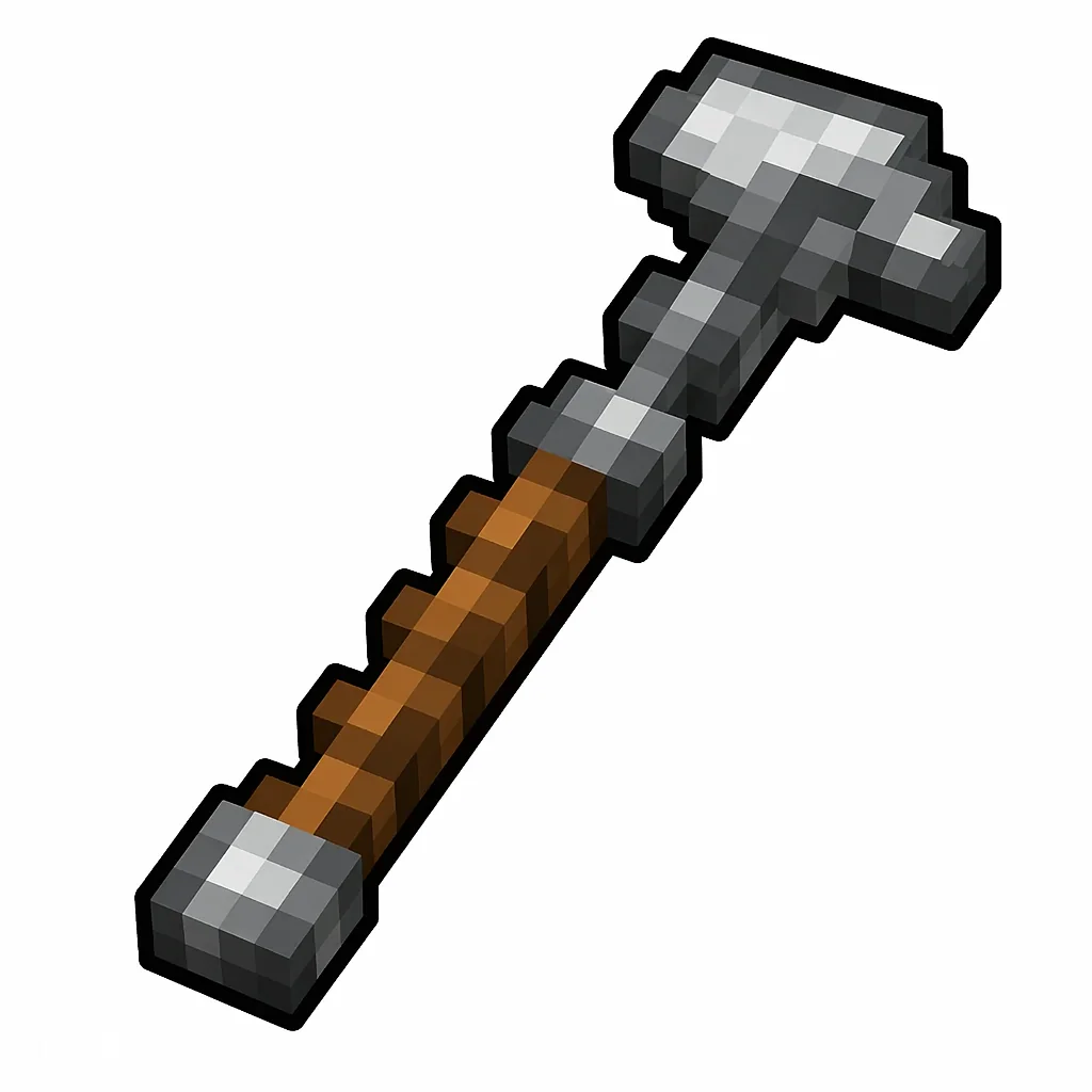 Pixel art illustration of a stone hoe with a gray stone head on a stick handle