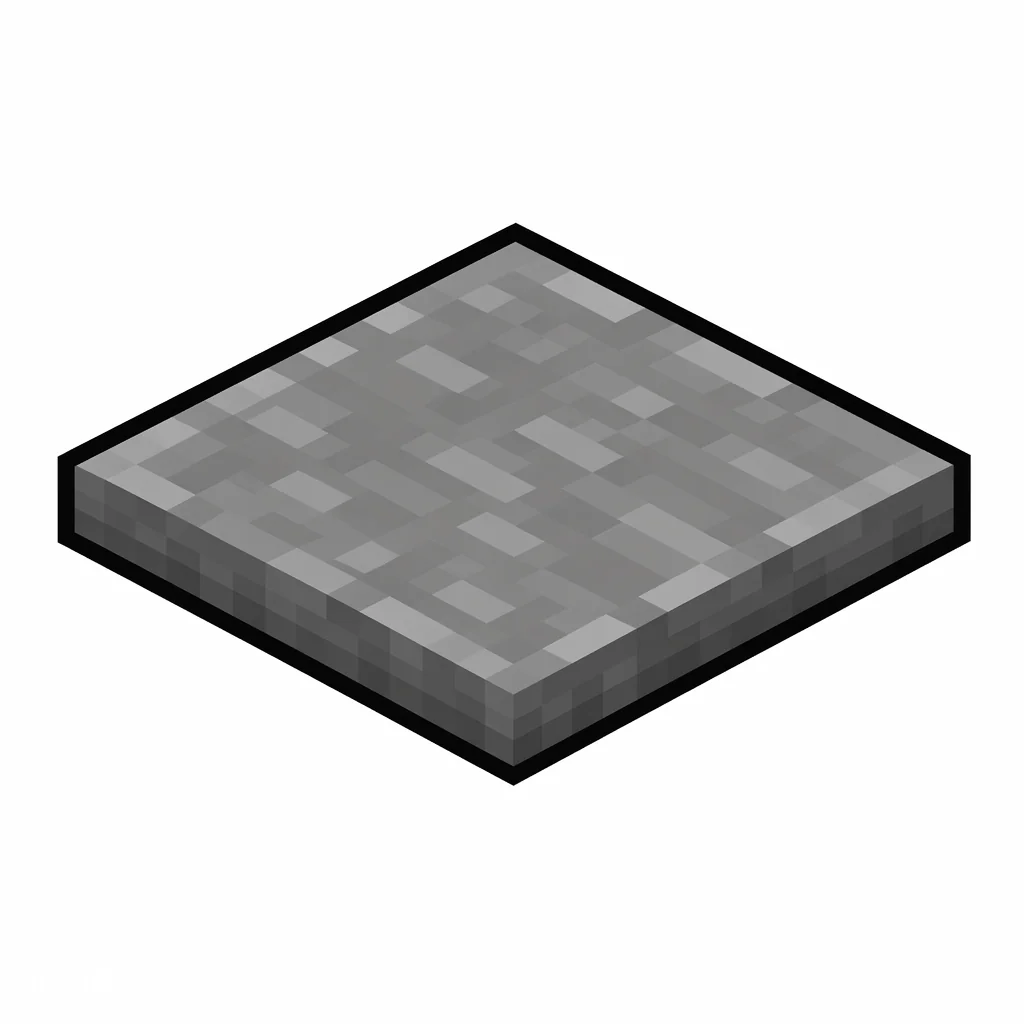 Pixel art illustration of a stone pressure plate in chunky voxel game style