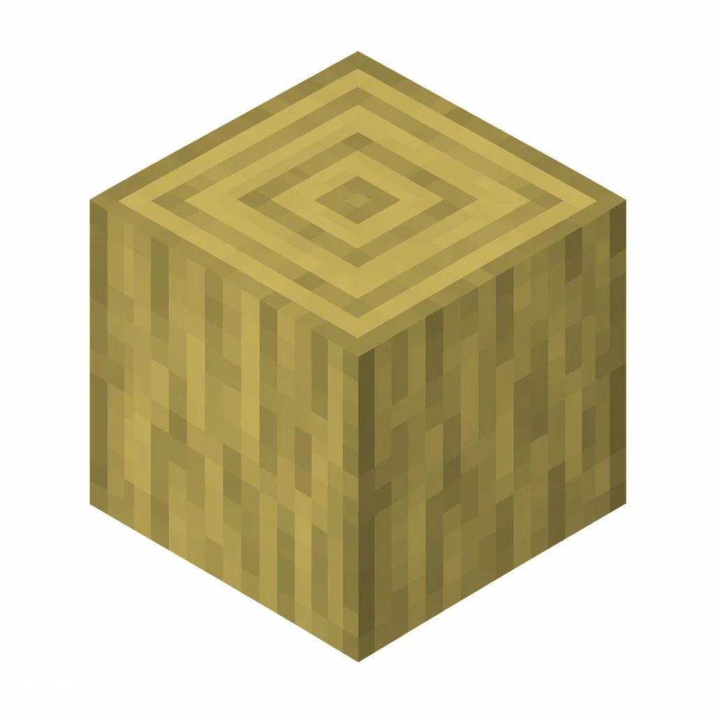 Pixel art illustration of a stripped bamboo block, smooth bark-free wood