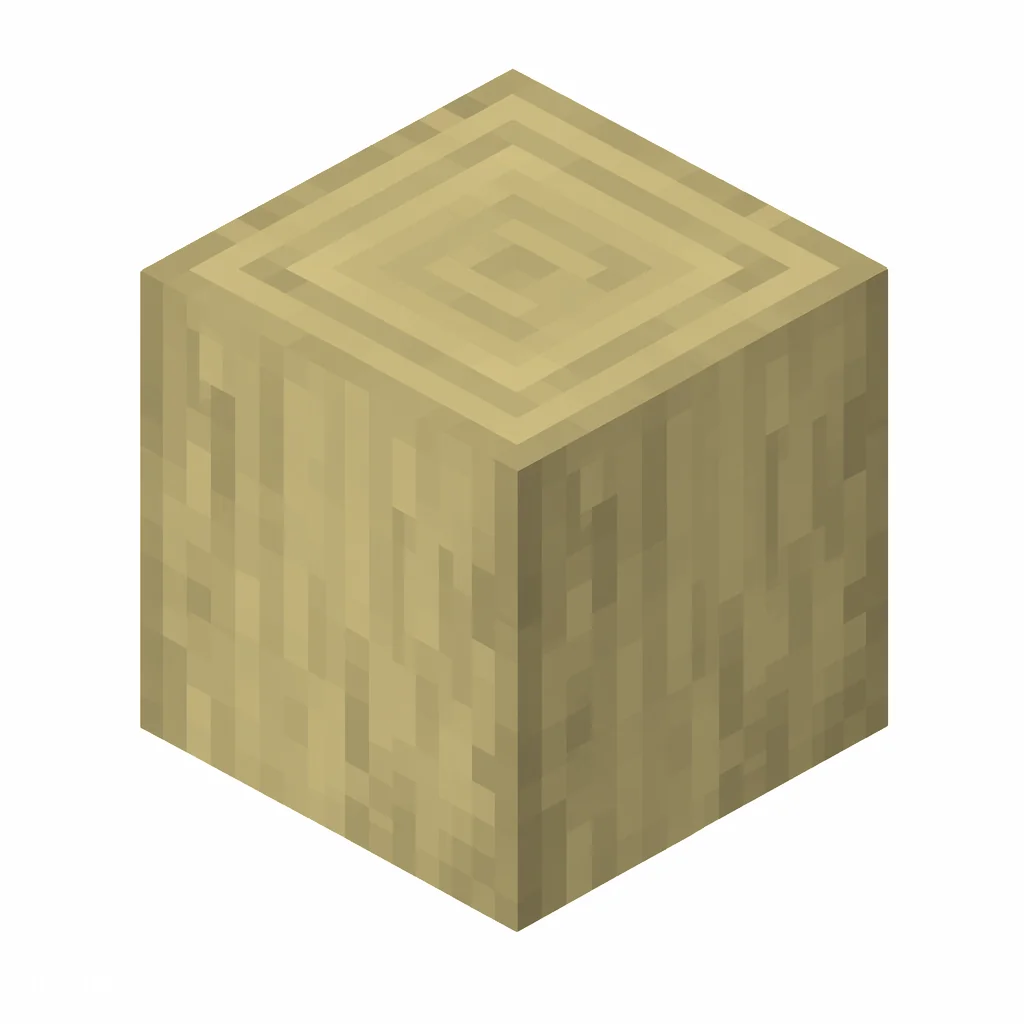Pixel art illustration of a stripped birch wood, smooth bark-free wood