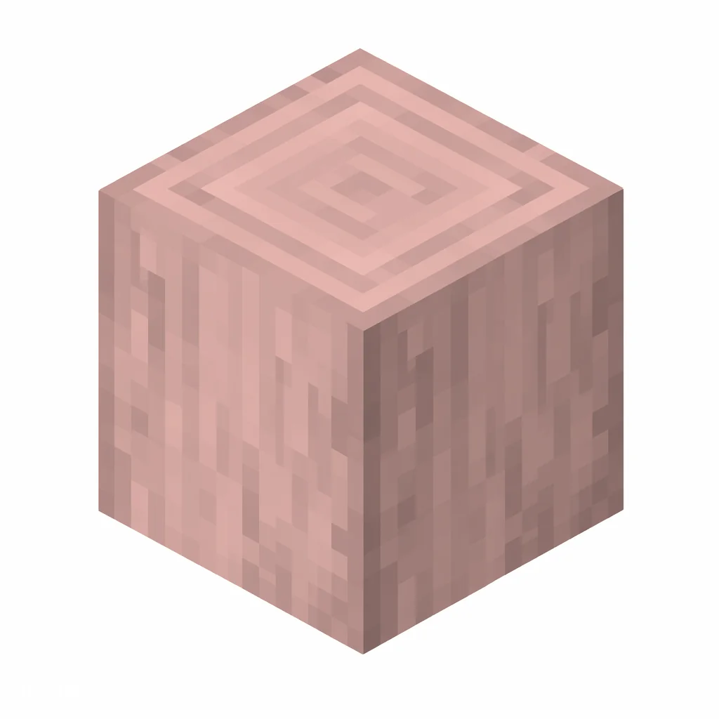 Pixel art illustration of a stripped cherry wood, smooth bark-free wood