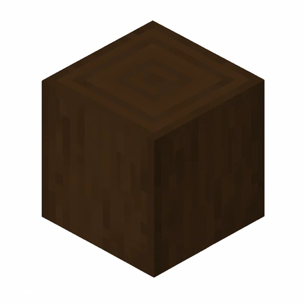 Pixel art illustration of a stripped dark oak wood, smooth bark-free wood