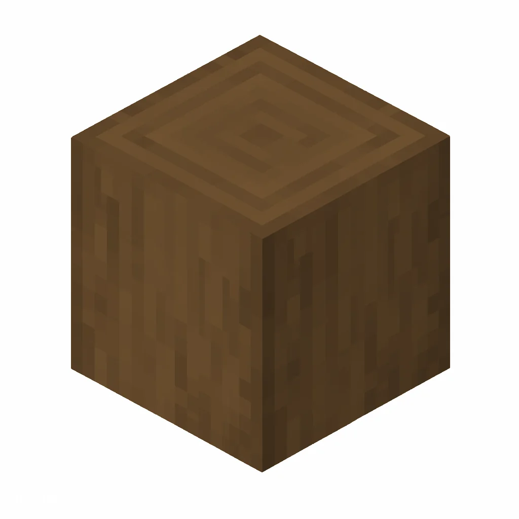Pixel art illustration of a stripped spruce wood, smooth bark-free wood