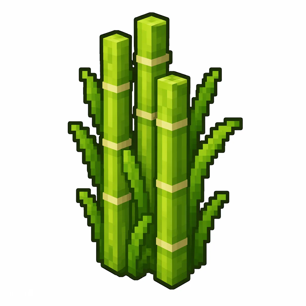 Pixel art illustration of tall green sugar cane reeds