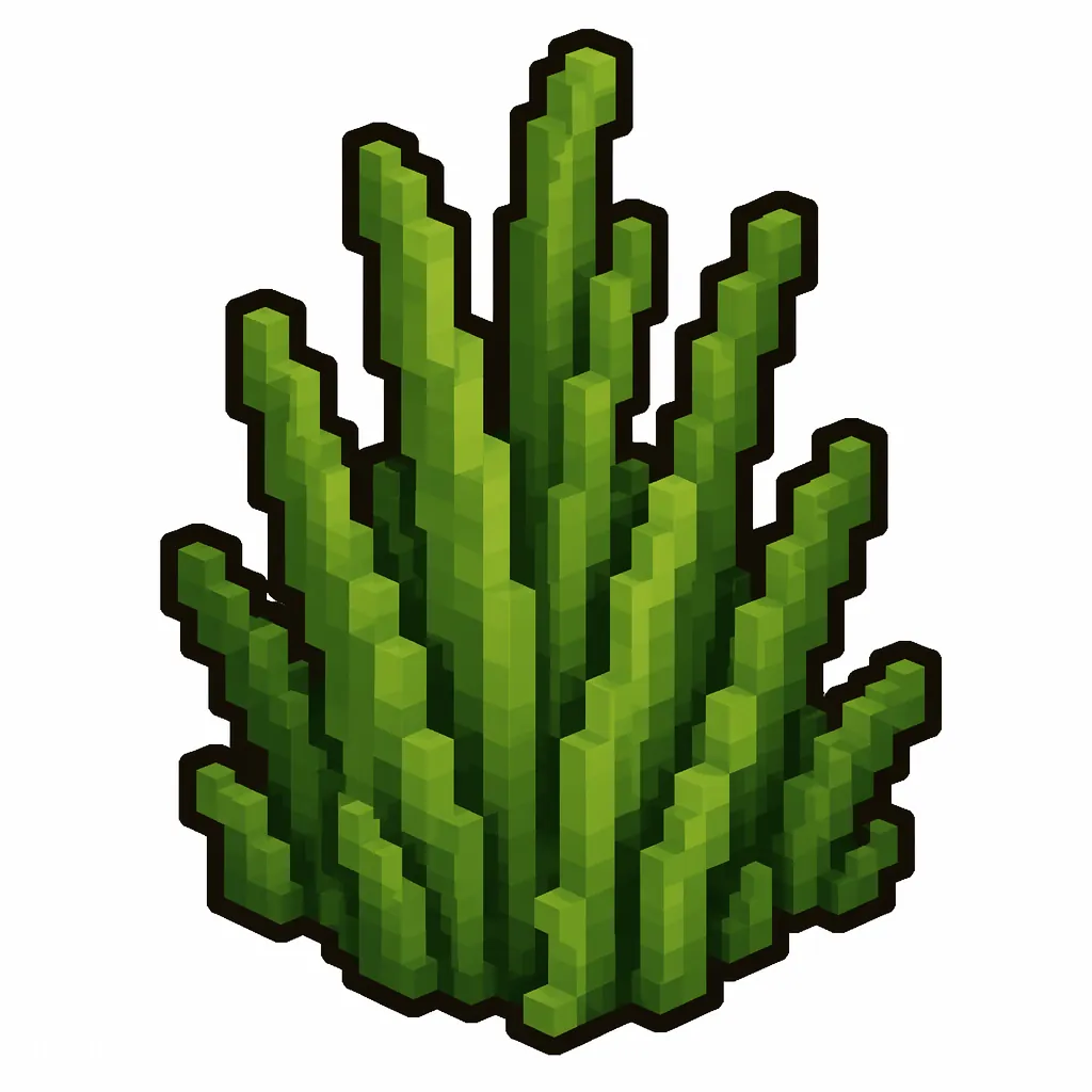 Pixel art illustration of a tall grass in chunky voxel game style