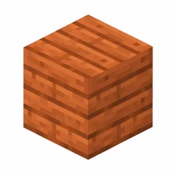 Pixel art illustration of an acacia planks block with orange-toned horizontal boards