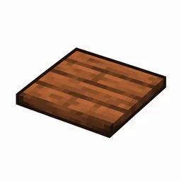 Pixel art illustration of a thin flat acacia wood pressure plate