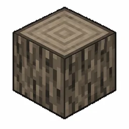Pixel art illustration of an acacia wood block with bark on all six faces