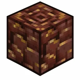 Pixel art illustration of an ancient debris in chunky voxel game style