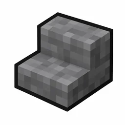Pixel art illustration of an andesite stairs, an L-shaped staircase block