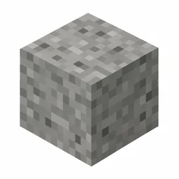 Pixel art illustration of an andesite block with a medium gray speckled texture